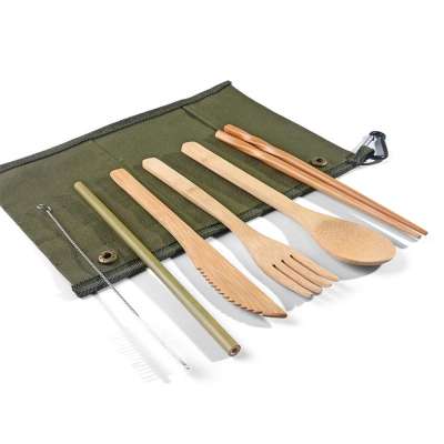 Hot Sell Bamboo Tableware Set Utensil Set Knife Fork Spoon Portable Cutlery Set