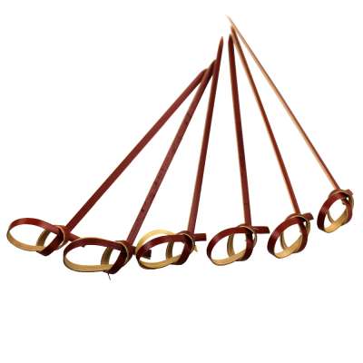 Fancy Disposable Bamboo Looped Flat Knot Skewer Food Pick And Fruit Disposable Sticks