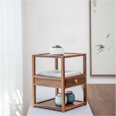 Wooden Shelf household wooden tea storage rack Office Plant Display Rack Stand Shelf For Storage