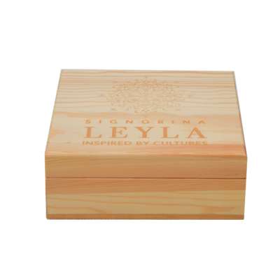 Customized Logo Gift box Natural Style Hinged Lid Wooden box