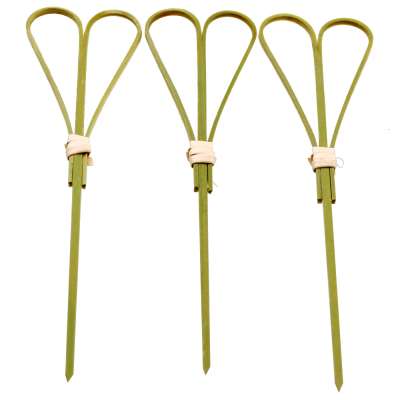 Wholesale Eco friendly twisted knotted bbq skewer heart shaped bamboo skewers