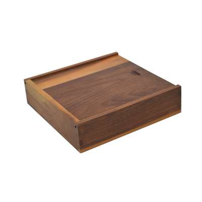 Customized LOGO and Size Gift Packaging Sliding Lid Walnut Wooden  Boxes