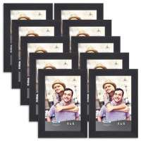 Black 4x6 Picture Frame Set Tabletop and Wall Mount Hanging Decor Solid Wood Photo Frames