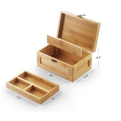 Customized Size and Logo Organize the  Herbs and Accessories with Rolling Tray bamboo Wooden Stash Box