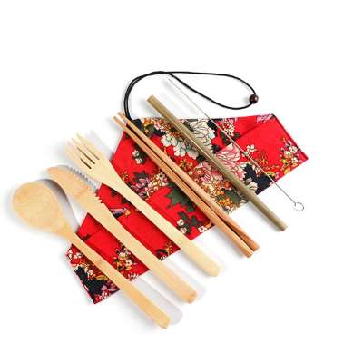 Reusable Bamboo Utensil Travel Cutlery Utensils Portable Flatware Set