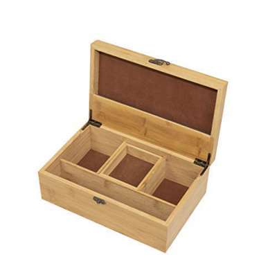 Bamboo Wooden Stash Box for Discrete Subtle Storage of Smoking Accessories Including lighters Pipes Grinders Organized Divided