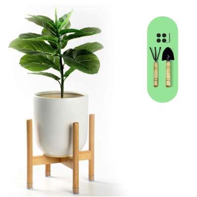 Natural Color Wood Plant Stand Mid Century Wood Flower Pot Holder Display (Pot Not Included)