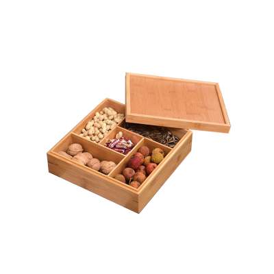 Dried fruit box with lid compartment living room creative wooden tray candy nut snack melon seed storage box customization