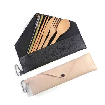 Travel Utensils Cutlery Bag Flatware Set Fiber kids Reusable Portable Bamboo Cutlery Set