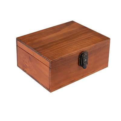 Jewelry Gift Storage Box Vintage Handmade Wood Craft Box Hinged Lid Wooden Box