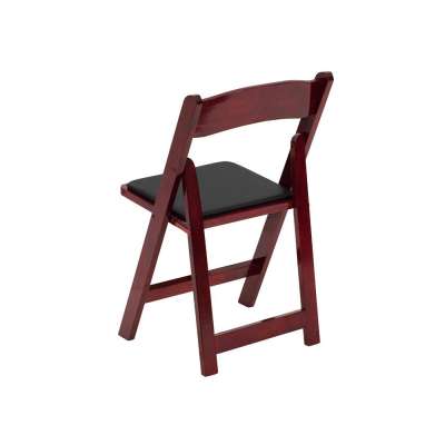 Mahogany Color Wood Folding Chair with Vinyl Padded Seat Black Vinyl Padded Upholstered Seat Wooden Foldable Chair